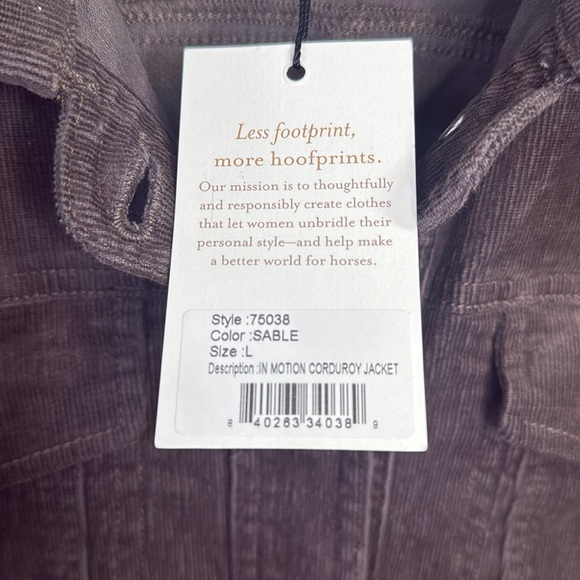 EQL In Motion Brown Corduroy Jacket New with Tag W1119 Size L - Picture 4 of 10